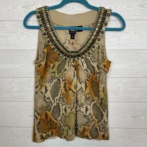 Worth Vintage Beaded Animal Print Tank Top Blouse Size P